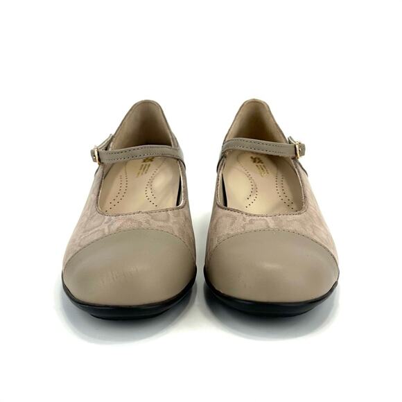 SAS Isabel Mary Jane Pumps Size 8 Wide Taupe/Tan Leather & Leopard Print Textile - Picture 9 of 16